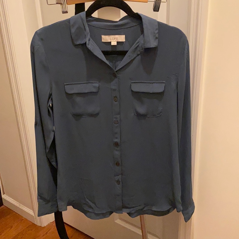 Loft teal button down